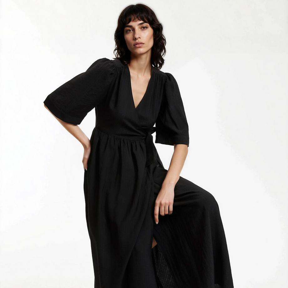 La Redoute Collections Langes Wickelkleid mit kurzen Ärmeln  