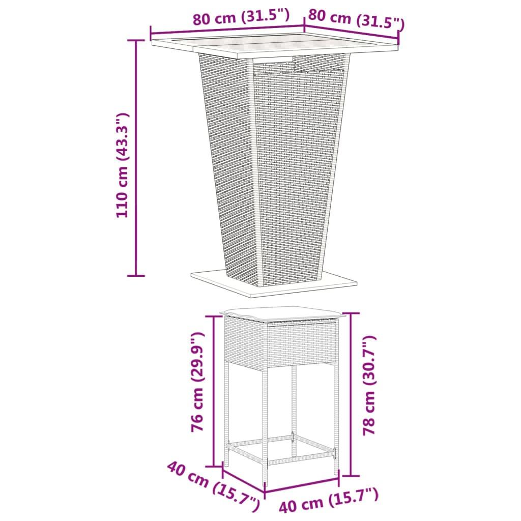 VidaXL Gartenbar set poly-rattan  