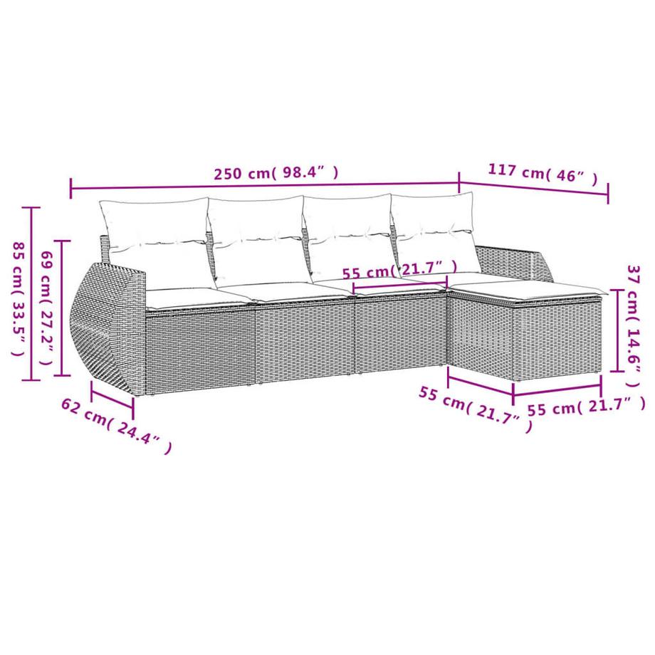 VidaXL Ensemble de canapés de jardin rotin synthétique  