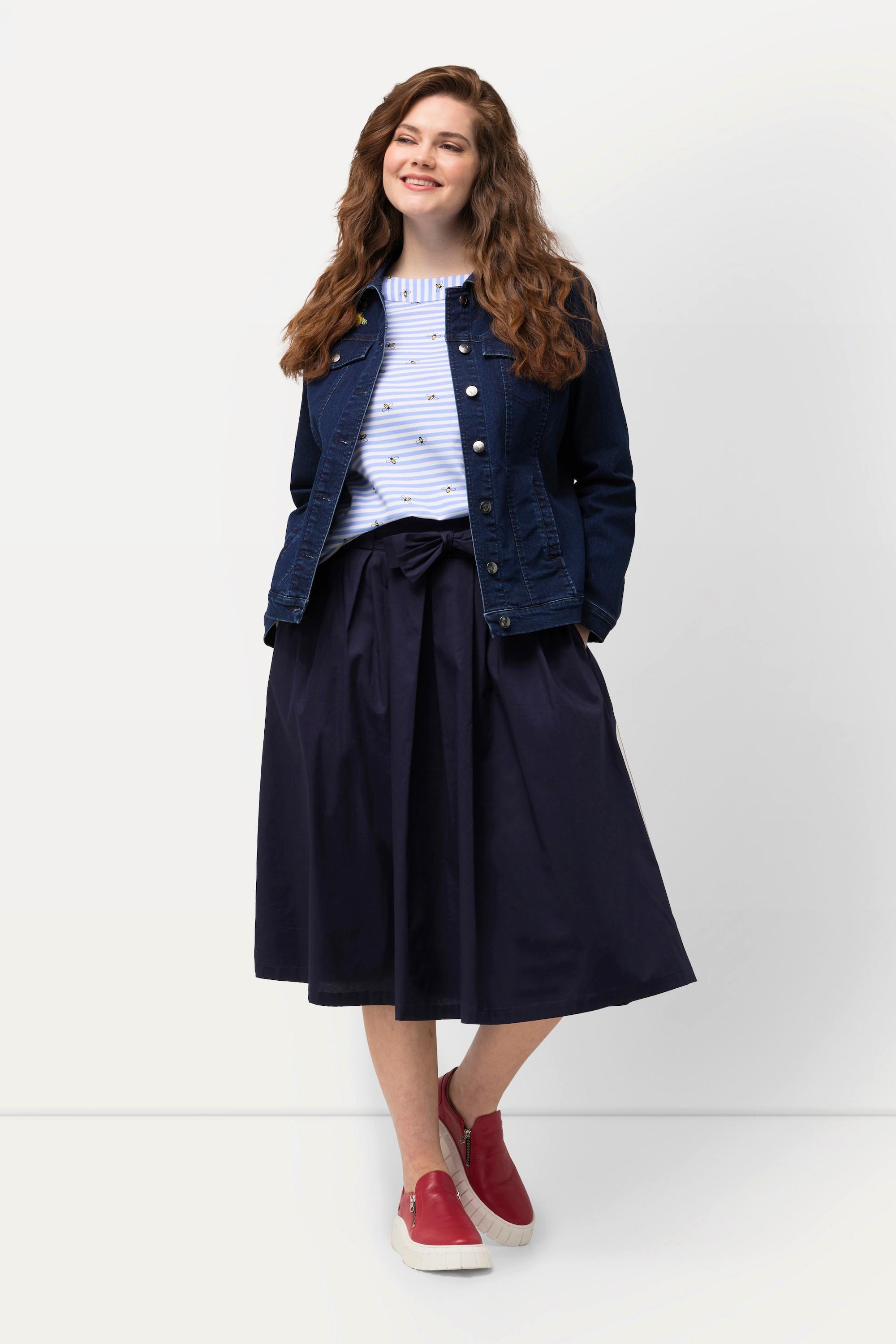 Ulla Popken Faltenrock A-Linie Komfortbund Bindeband  