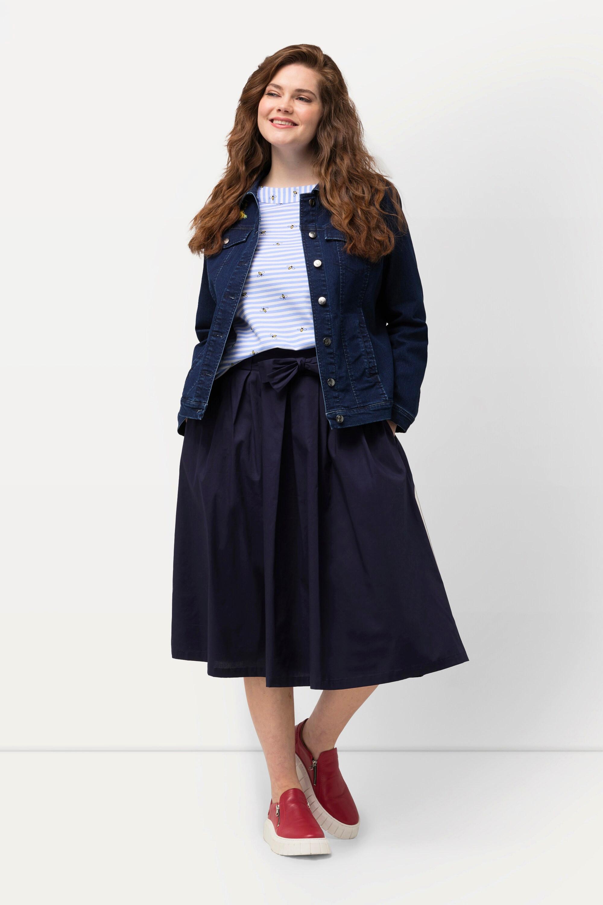 Ulla Popken Faltenrock A-Linie Komfortbund Bindeband  