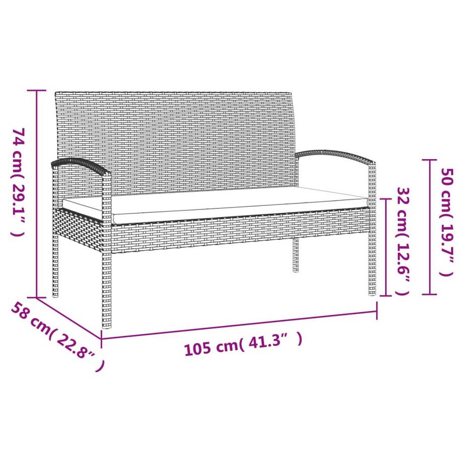 VidaXL Gartenbank poly-rattan  