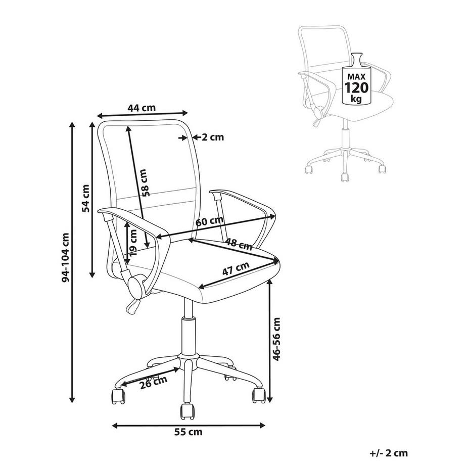 Beliani Chaise de bureau en Tissu maillé  BEST  