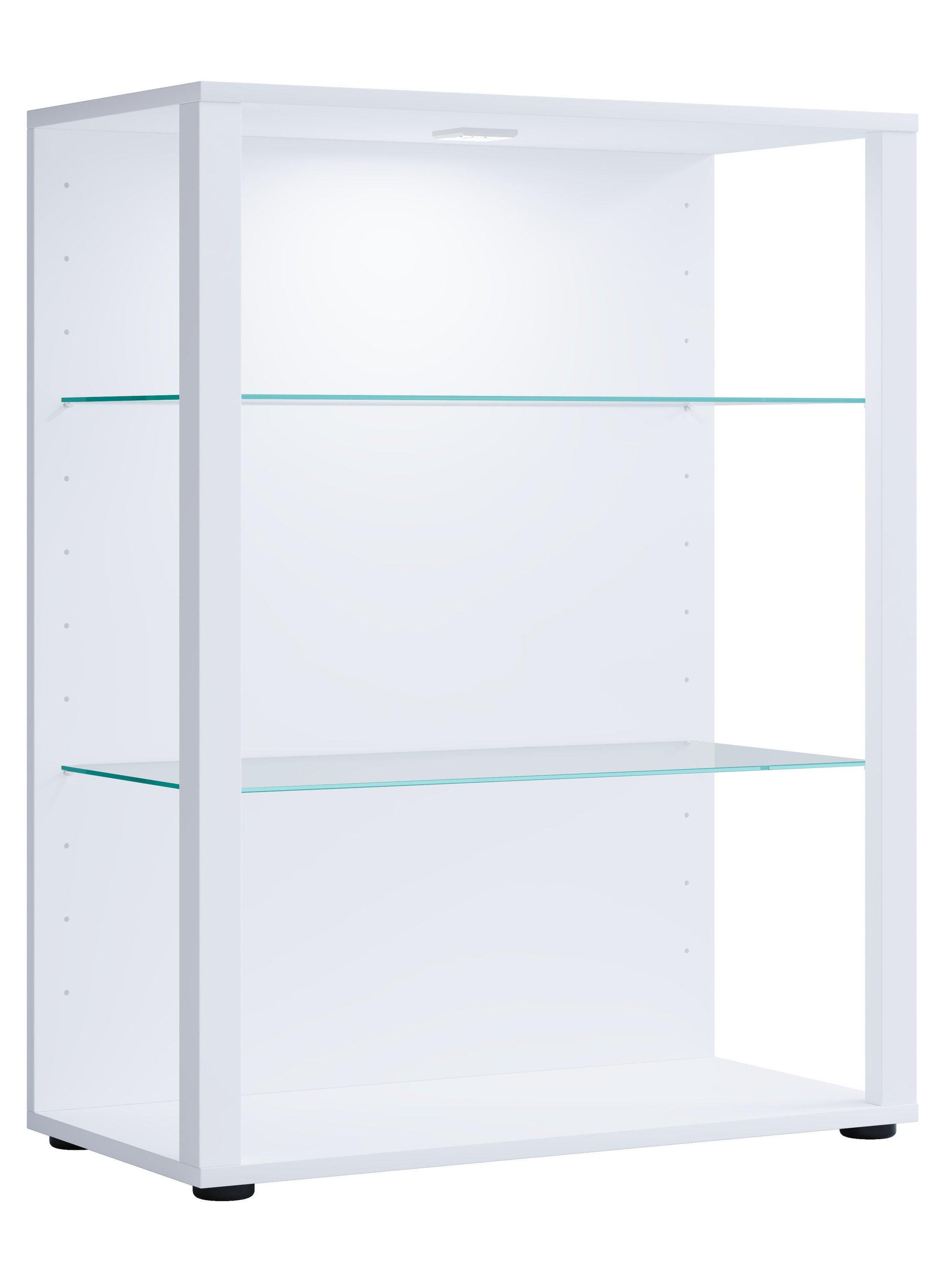 VCM Glasvitrine stehend | Vitrine Glas mit ESG-Sicherheitsglas | Maße ca. H. 90 x B. 70 x T. 35 cm | Standvitrine Glas | Modern und platzsparend | Glas  