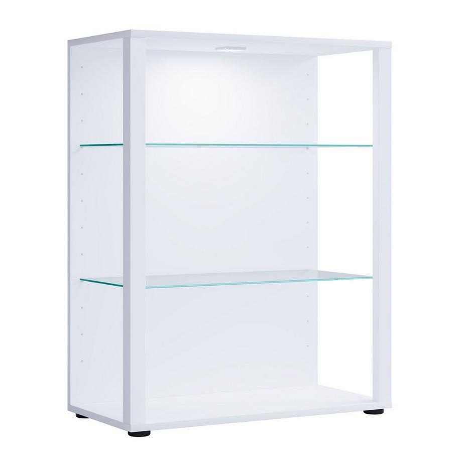 VCM Glasvitrine stehend | Vitrine Glas mit ESG-Sicherheitsglas | Maße ca. H. 90 x B. 70 x T. 35 cm | Standvitrine Glas | Modern und platzsparend | Glas  