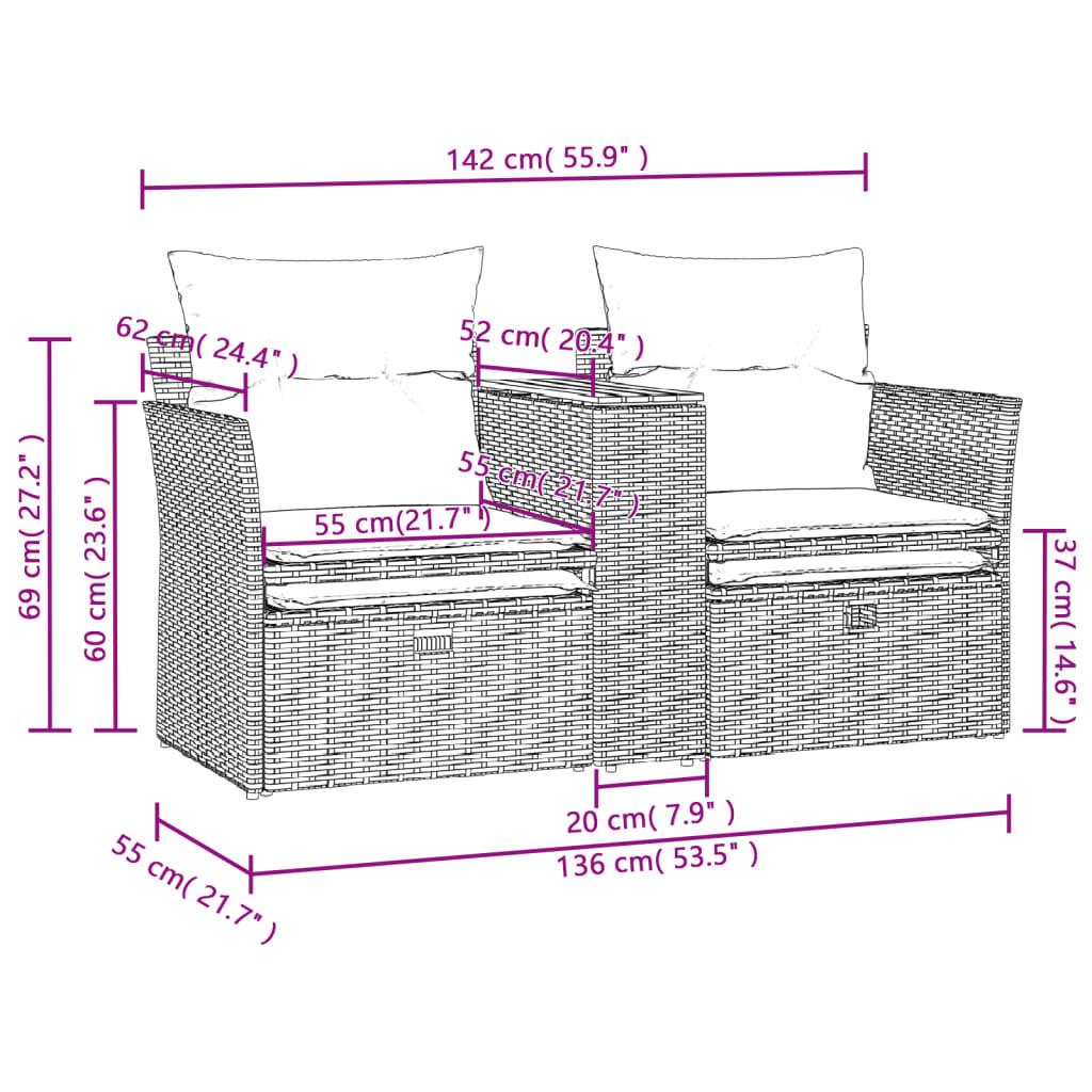 VidaXL Canapé de jardin rotin synthétique  