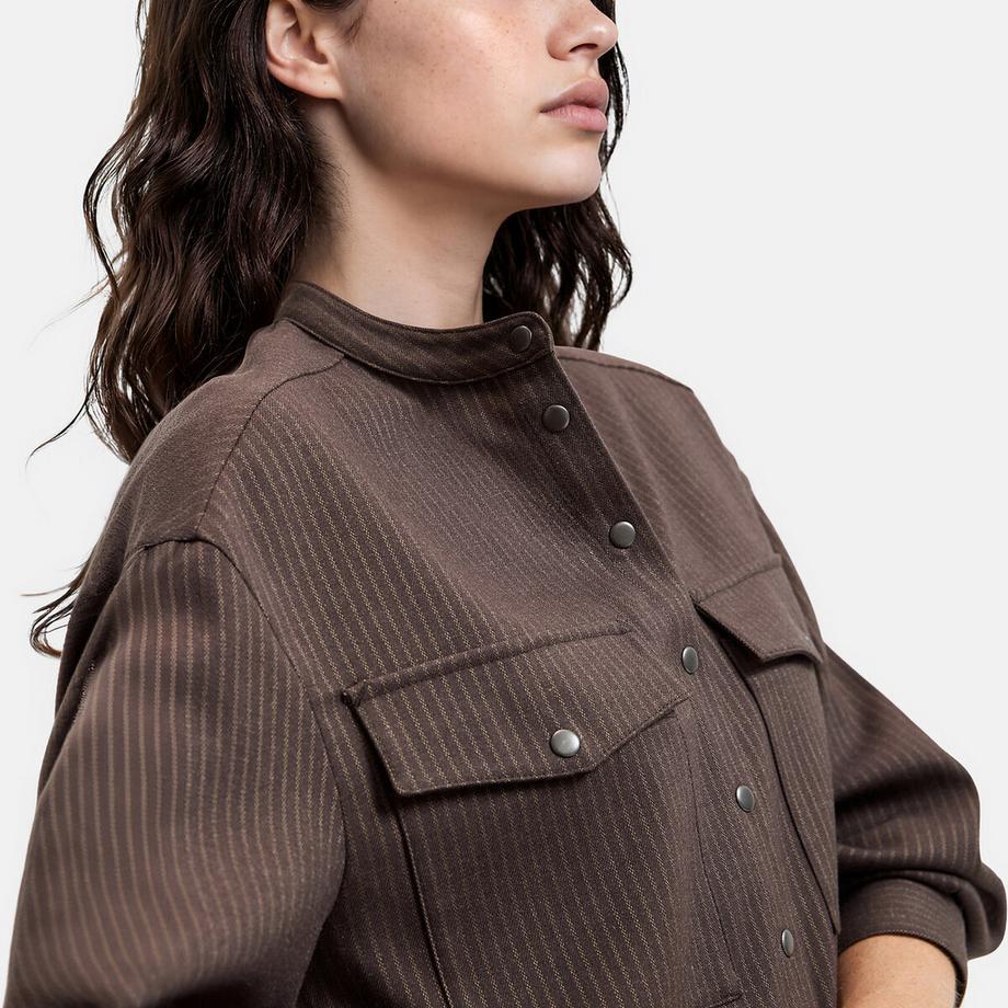 La Redoute Collections Chemise col mao à rayures manches longues  