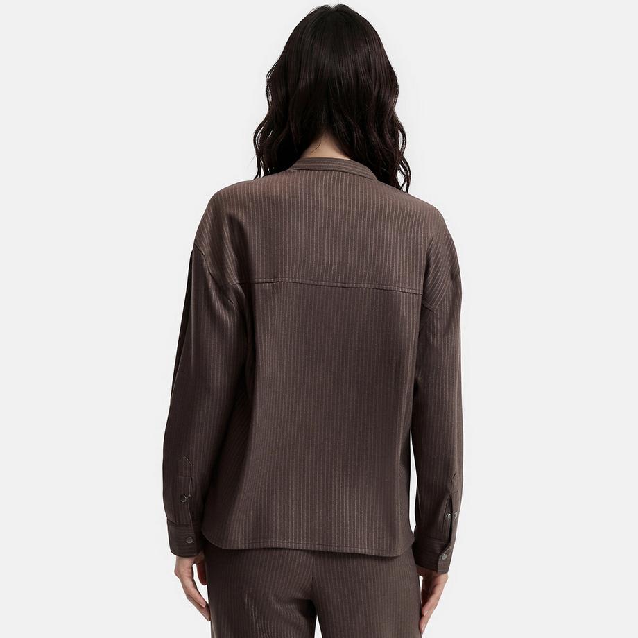 La Redoute Collections Chemise col mao à rayures manches longues  
