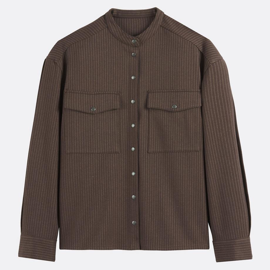 La Redoute Collections Chemise col mao à rayures manches longues  