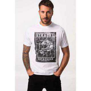 JP1880  T-shirt con mezze maniche, stampa sul petto e scollo a girocollo, fino alla tg. 8XL 