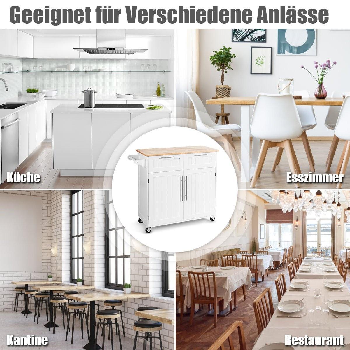 B2X Desserte de cuisine desserte roulante avec tiroirs et placards 94 x 45,5 x 94,5 cm blanc  