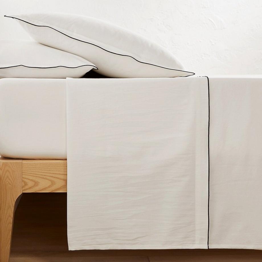 Drap plat satin de coton lavé