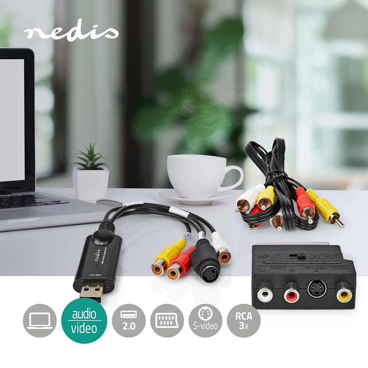 Nedis  carte d'acquisition vidéo | USB 2.0 | 480p | A / V-kabel / Péritel 