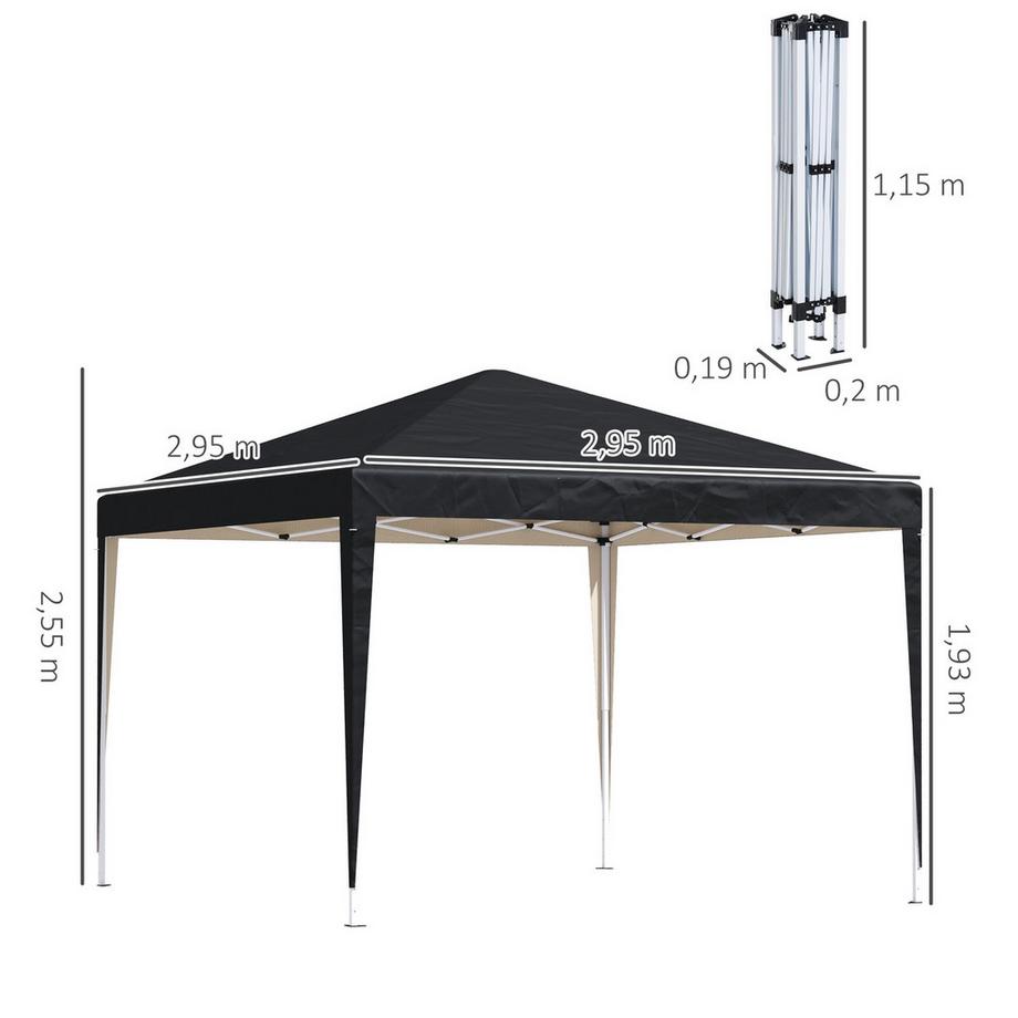 Northio Gazebo circa 3x3m, padiglione pieghevole pieghevole idrorepellente, stabile, resistente all'inverno, protezione UV, tenda per feste pieghevole, tenda da giardino con borsa, padiglione da giardino per campeggio, giardino, nero  