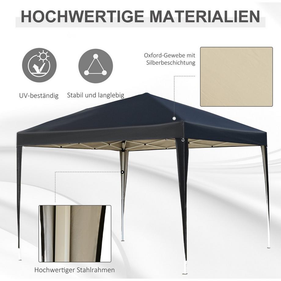 Northio Gazebo circa 3x3m, padiglione pieghevole pieghevole idrorepellente, stabile, resistente all'inverno, protezione UV, tenda per feste pieghevole, tenda da giardino con borsa, padiglione da giardino per campeggio, giardino, nero  
