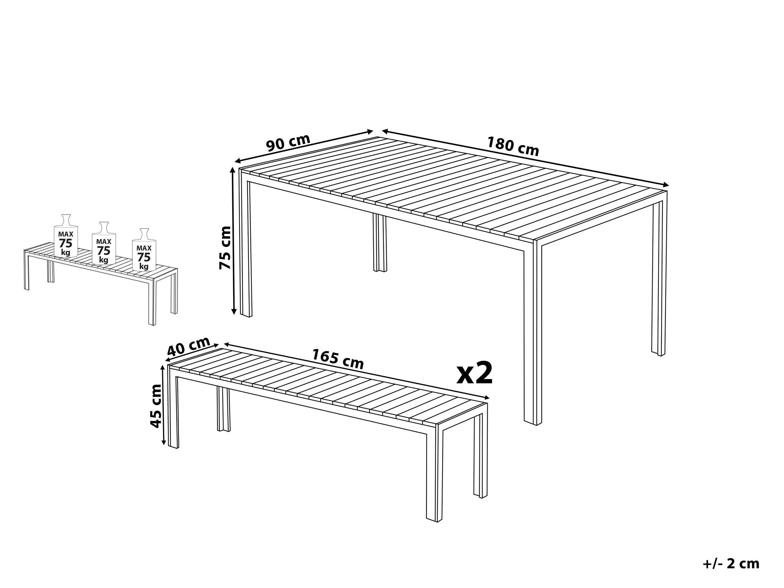 Beliani Ensemble de jardin en Bois synthétique Industriel NARDO  