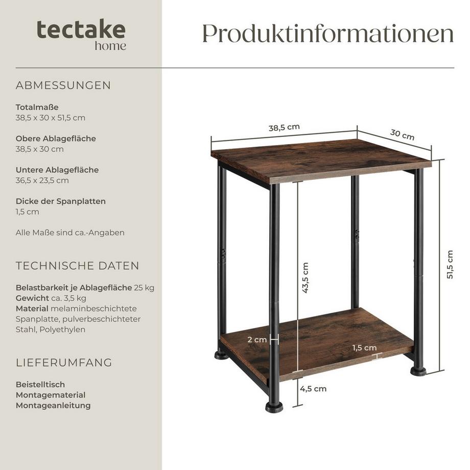 Tectake Beistelltisch Yonkers  