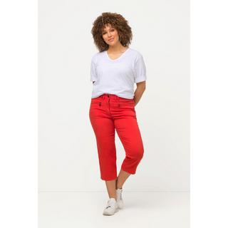 Ulla Popken  Pantalon Mony, longueur au mollet. Poches zippées et tissu stretch 