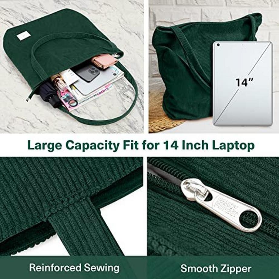 Only-bags.store Cord Tasche Umhängetasche mit Reissverschluss Gross Shopper Tote Handtasche  