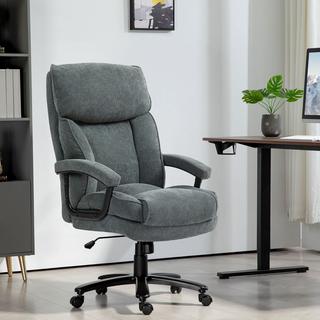 Northio Chaise de bureau, chaise de bureau ergonomique avec fonction berçante, aspect lin, chaise PC réglable en hauteur avec fonction pivotante, coussins épais, capacité de charge jusqu'à 200 kg, pour bureau à domicile, gris  