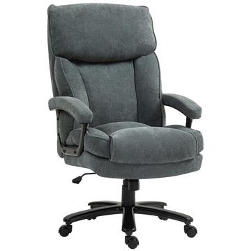 Chaise de bureau, chaise de bureau ergonomique avec fonction berçante, aspect lin, chaise PC réglable en hauteur avec fonction pivotante, coussins épais, capacité de charge jusqu'à 200 kg, pour bureau à domicile, gris