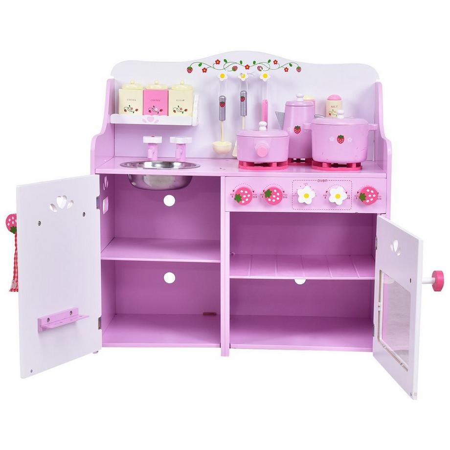 Northix  Rosa und Weiß Holz Kinderspielküche Spielzeugküche 