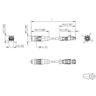 METZ CONNECT  M12 Industrial Ethernet Leitung, D-kodiert, 5.0 m, M12 Stecker gerade - RJ45 Stecker gerade 