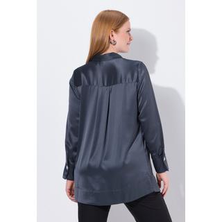 Ulla Popken Blusa in acetato linea A maniche lunghe con collo a camicia  