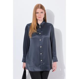 Ulla Popken Blusa in acetato linea A maniche lunghe con collo a camicia  