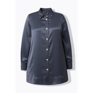 Ulla Popken Blusa in acetato linea A maniche lunghe con collo a camicia  