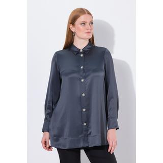 Ulla Popken Blusa in acetato linea A maniche lunghe con collo a camicia  