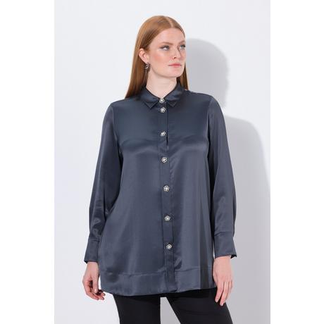 Ulla Popken Blusa in acetato linea A maniche lunghe con collo a camicia  