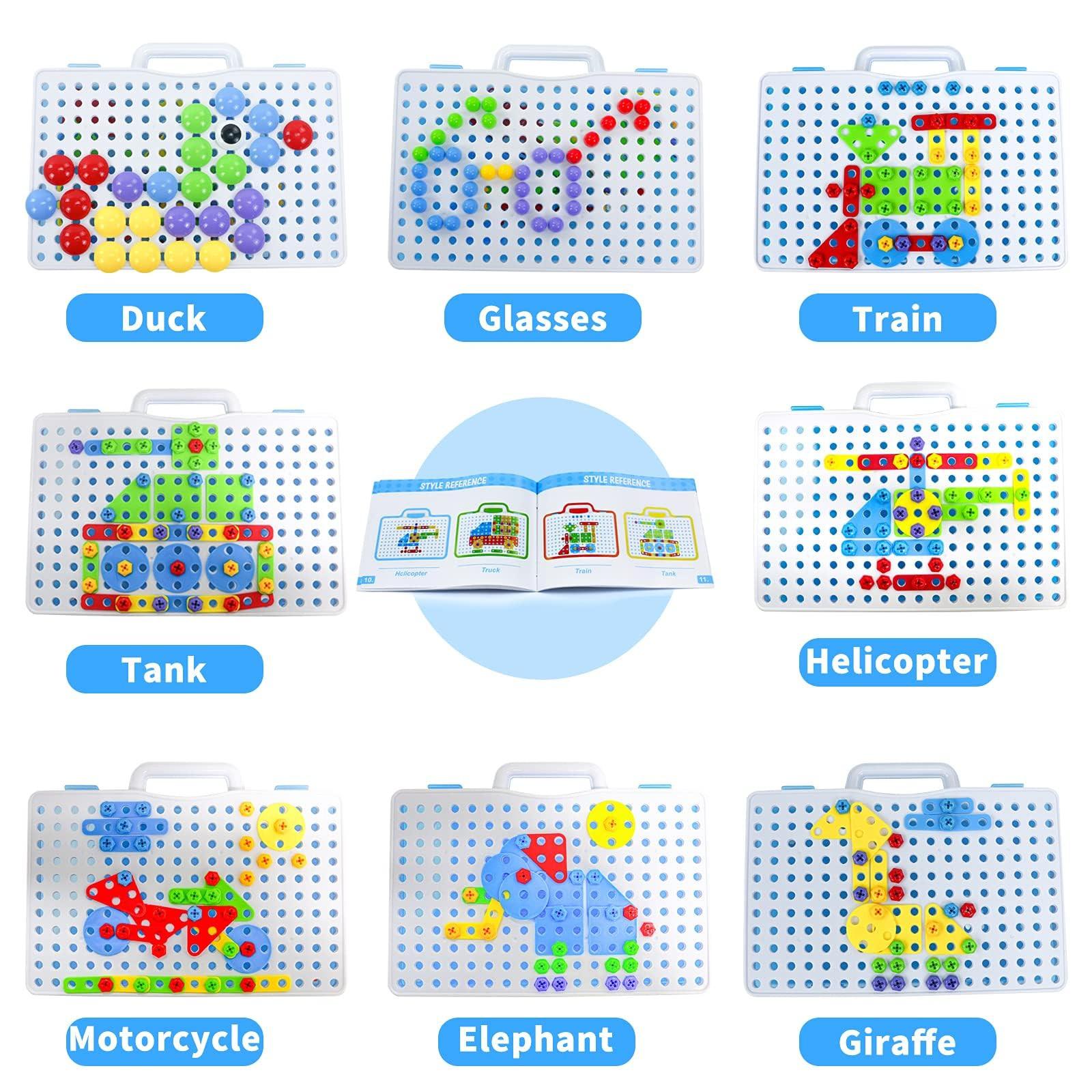 Activity-board  Mosaik-Steckspiel mit elektrischer Bohrmaschine STEM-Werkzeugkasten für Kinder 