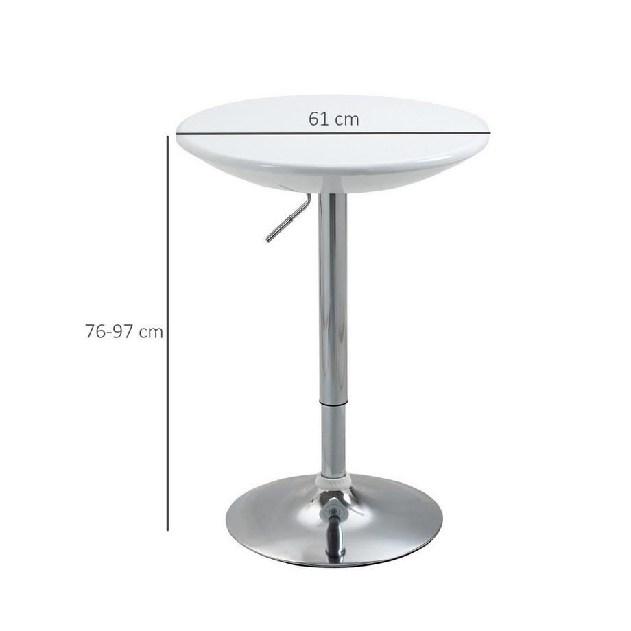 Northio Table De Bar Table À Manger Moderne Bureau Réglage En Hauteur Métal Abs Peinture Blanc Ø61 X 76-97 Cm  