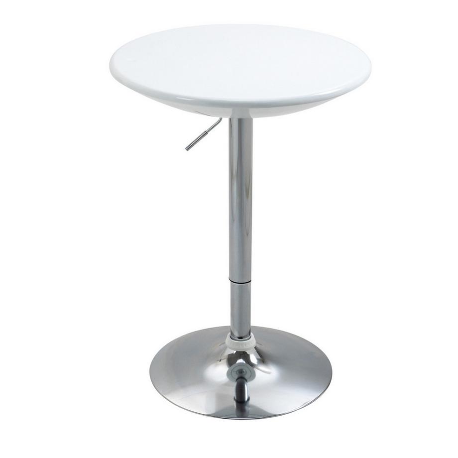 Table De Bar Table À Manger Moderne Bureau Réglage En Hauteur Métal Abs Peinture Blanc Ø61 X 76-97 Cm