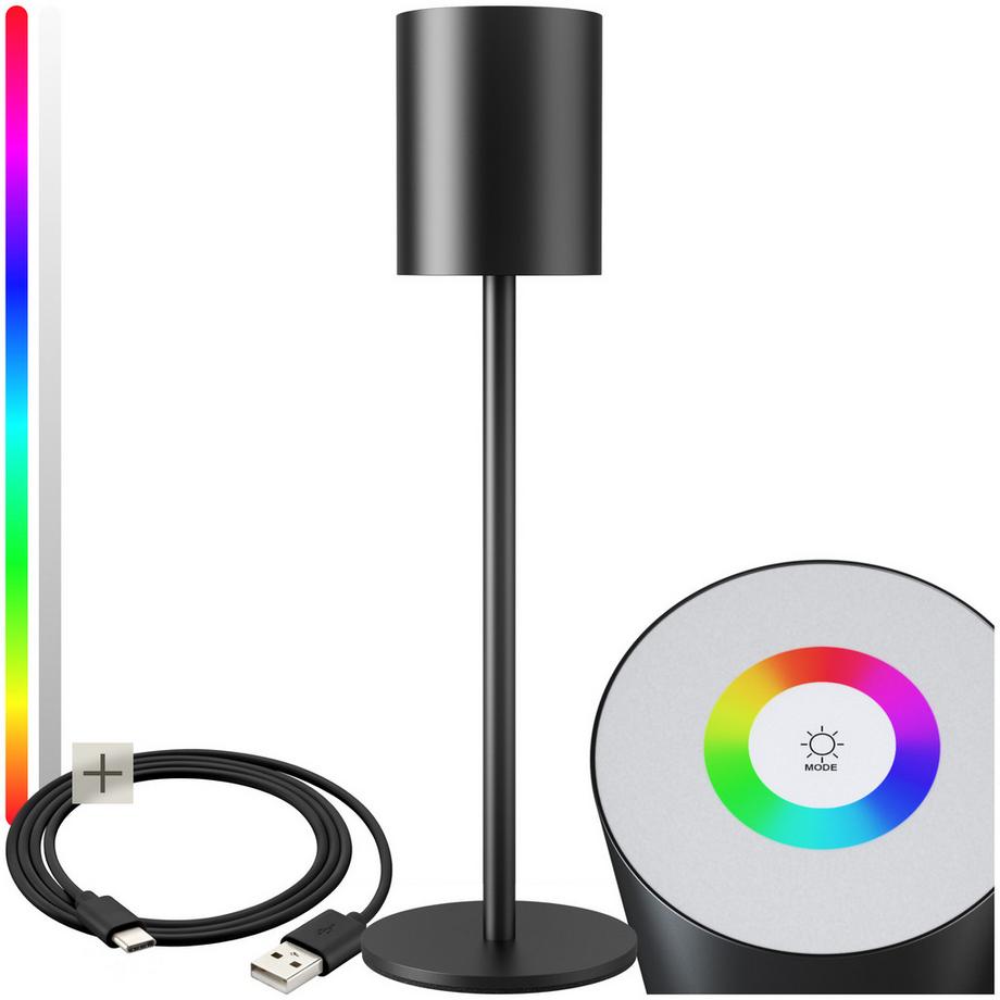 Tectake  Akku-Tischlampe Corly Modernes Design, LED, 5 W stufenlos dimmbar, 7 RGB-Lichtfarben 