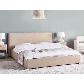 Beliani Lit avec sommier en Bouclé Traditionnel LAVAUR  