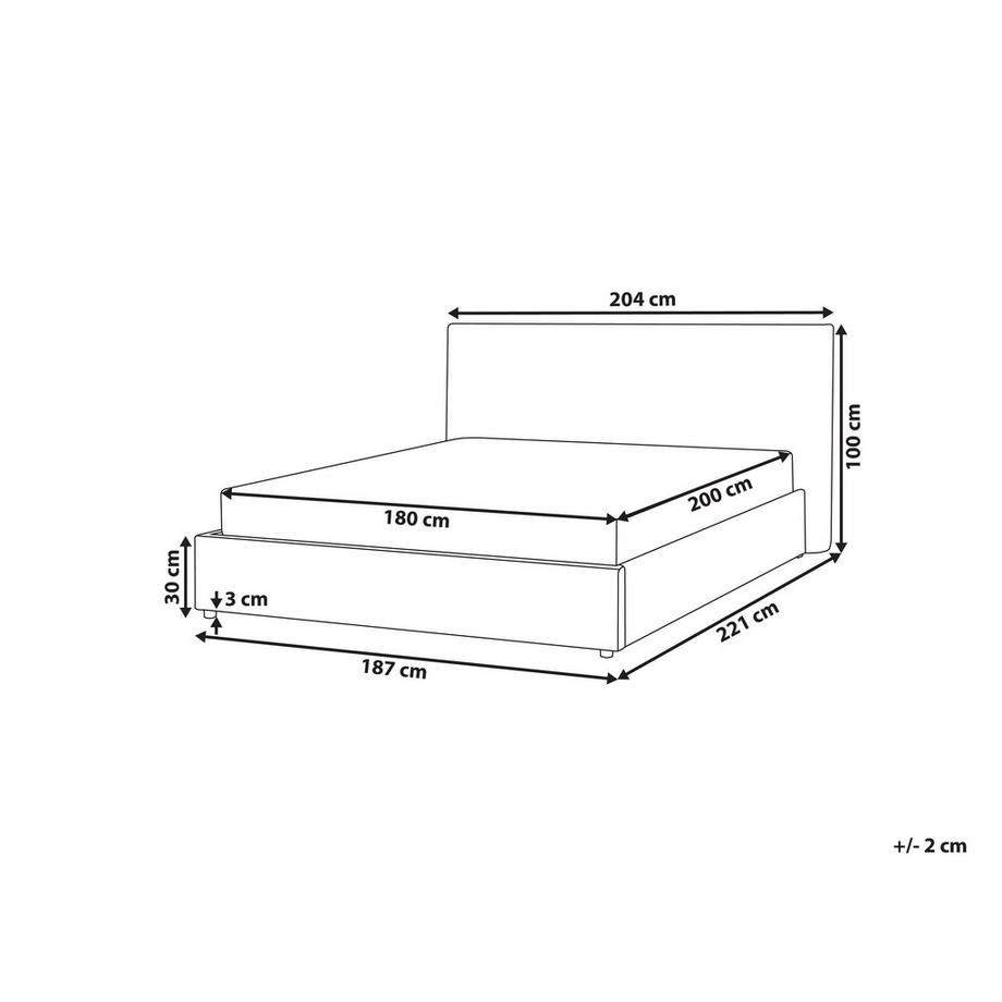 Beliani Lit avec sommier en Bouclé  LAVAUR  