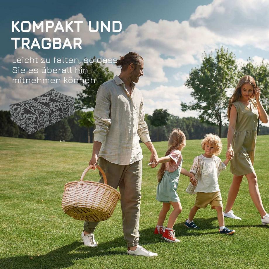 Northio  Tapis D'Extérieur Imperméable En Plastique Pour Balcon, Design Double Face, Noir Et Gris, 182 X 274 Cm 