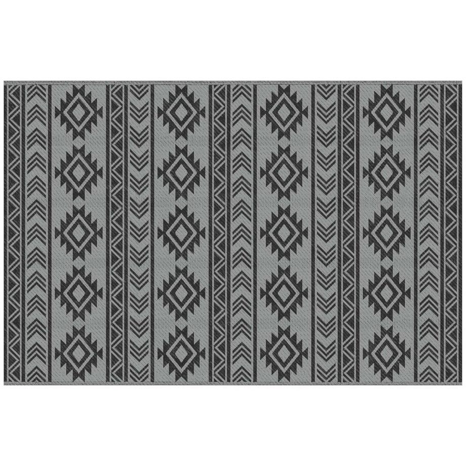 Northio  Tapis D'Extérieur Imperméable En Plastique Pour Balcon, Design Double Face, Noir Et Gris, 182 X 274 Cm 