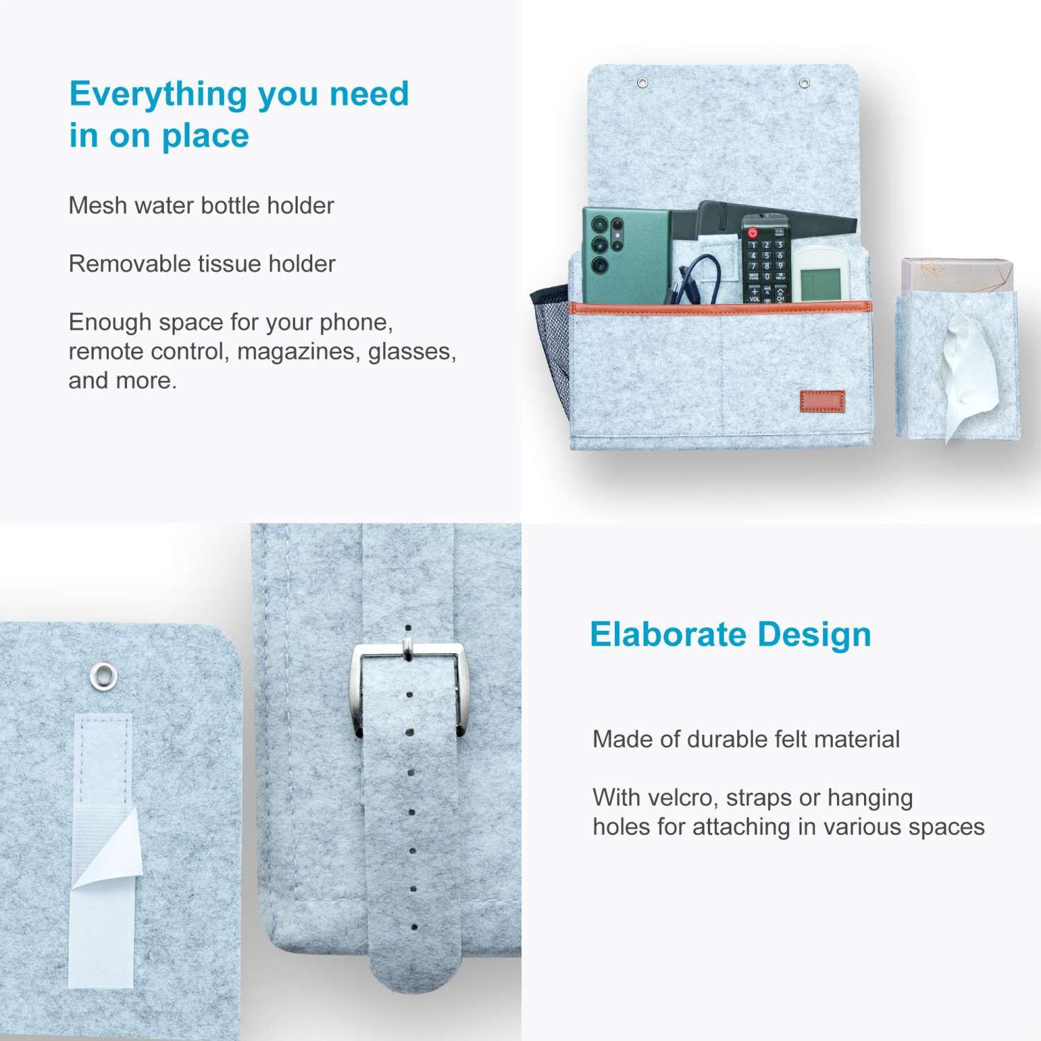 Intirilife Betttasche Nachttisch Tasche aus Filz  