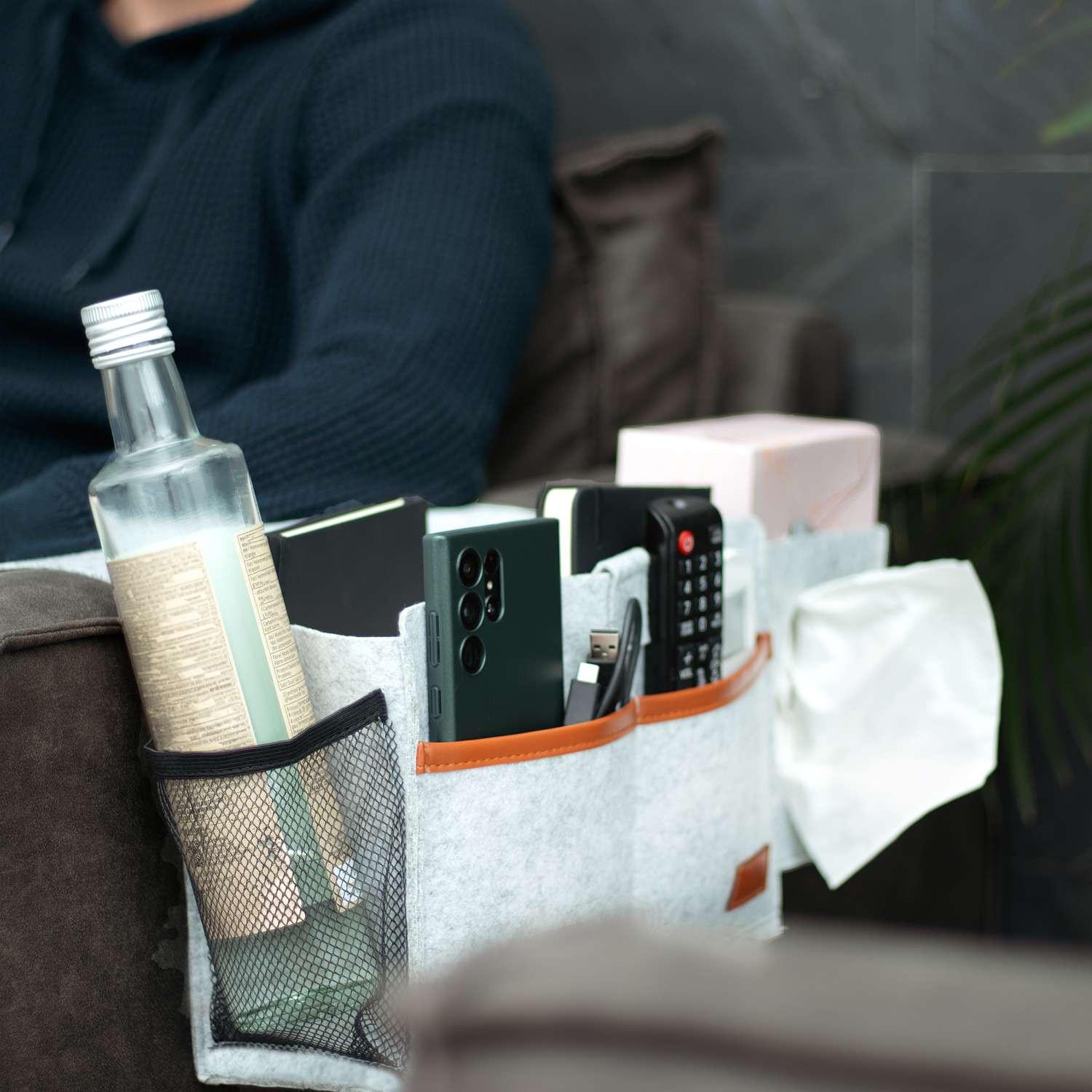 Intirilife Betttasche Nachttisch Tasche aus Filz  