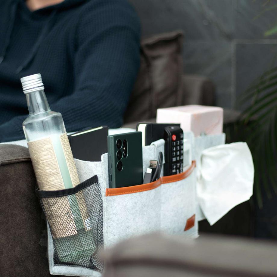 Intirilife Betttasche Nachttisch Tasche aus Filz  