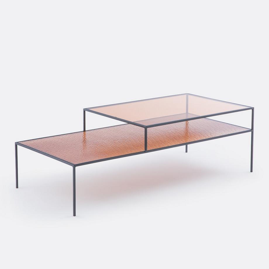 Table basse double plateaux verre Erita