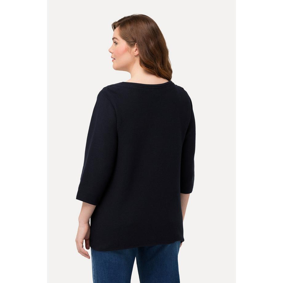 Ulla Popken Cardigan Encolure en V Manches 3/4 Coton Bio  