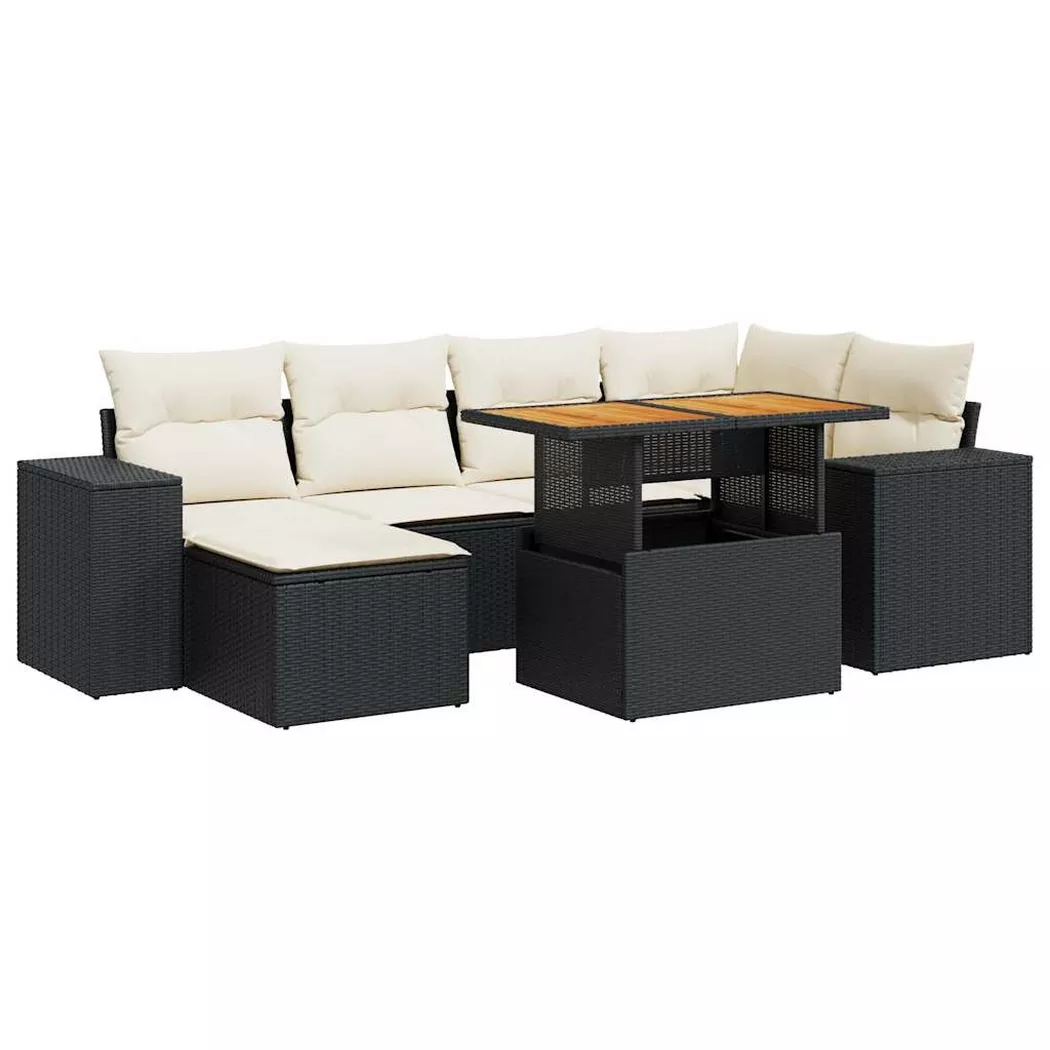 Vidaxl - Set Divani Da Giardino Con Cuscini 7pz Nero Polyrattan