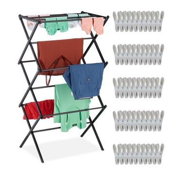 Zusammenklappbarer Kleiderbügel mit 50 Clips