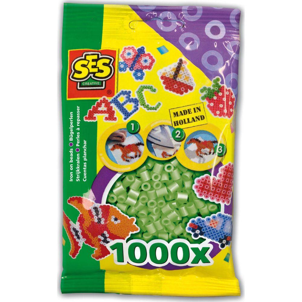 SES  SES Creative Beedz Confezione di 1000 perline verde chiaro da stirare per bambini 