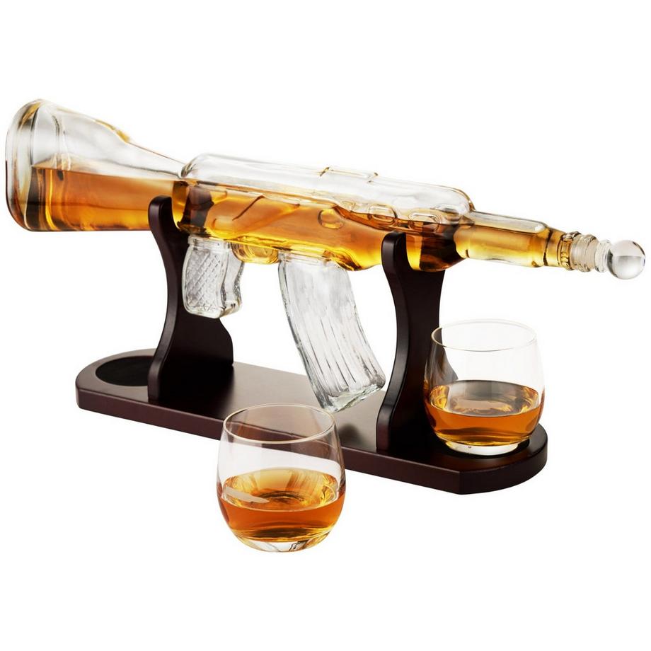 Oak & steel  Verres à whisky et décanteurs fusil 