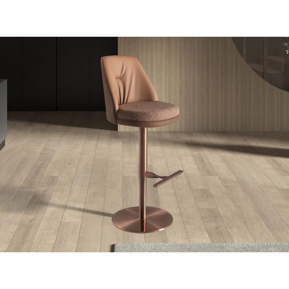 ANGEL CERDA Sgabello girevole in tessuto screziato e similpelle  